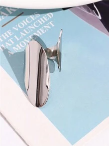 1 件时尚简约不锈钢几何宽带戒指，适合女士，休闲日常佩戴 - 銀色 - 查看 5