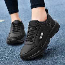 Women's Lightweight Soft Sole Flat Running Shoes, Casual Sneakers - Black - View 1
