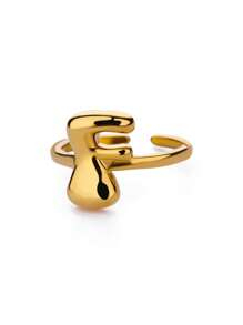 1PC Fashion 26 English Initial Chunky Rings For Women Men Opening 18K Gold Plated Smooth Stainless Steel Letter Ring European And American Style Finger Jewelry Accessories