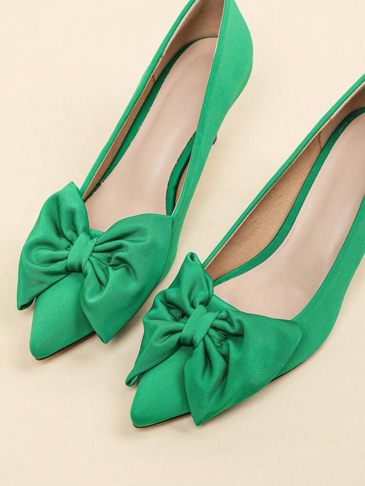 Tacones de aguja de tacón alto con punta puntiaguda y lazo para mujeres - verde menta - Ver 6