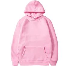 Men's Plain Kangaroo Hooded Sweatshirt - Baby Pink - View 1