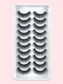 10 对全假睫毛 12 毫米自然长睫毛条状睫毛、睫毛、睫毛、假睫毛 - 黑色 - 查看 7