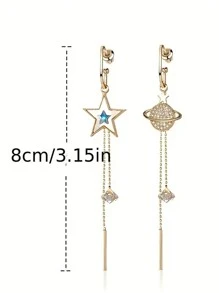 1pair Fashionable Unique Asymmetric Colorful Earrings Combo For Outdoor Travel, Party, Wedding, Holiday Gift