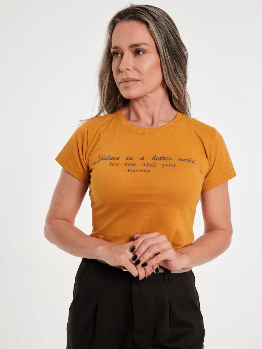 Women's Printed T-Shirt Blouse 100% Cotton - Màu Mù tạt vàng - Xem 1