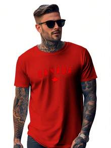 Canada T-Shirt Casual Oversized Streetwear Shirt 100% Cotton - Đỏ - Xem 1