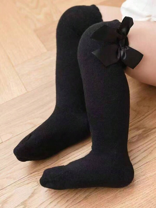 1 Pair New Bow Design Baby Girls' High Socks
