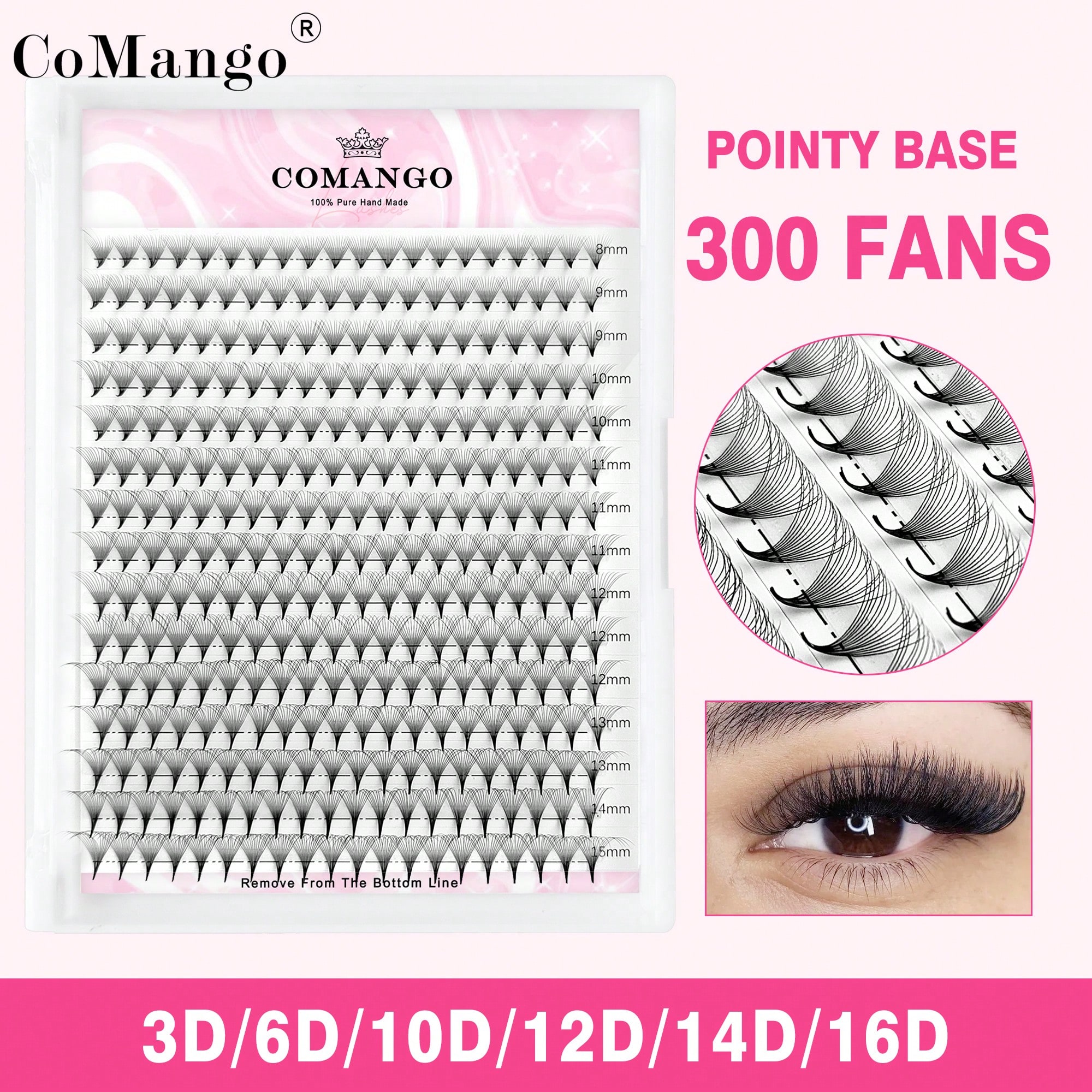 300 abanicos de 3D/6D/10D/12D/14D/16D Wispy Premade Volume Fans Importados Material Esponjoso Pestañas Postizas Premade Extensión de Pestañas Todos los Tamaños Abanicos Racimos de Pestañas, Racimos de 