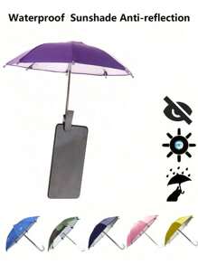 1/2 件手机夹雨伞手机遮阳伞手机伞遮阳伞，户外防水遮阳伞带手机支架，防紫外线迷你小雨伞，手机迷你雨伞保护您的手机免受雨水和阳光的侵袭，小雨伞 + 配件旅行配件旅行必备品海滩夏季学校配件返校用品返校用品 - 彩色 - 查看 1