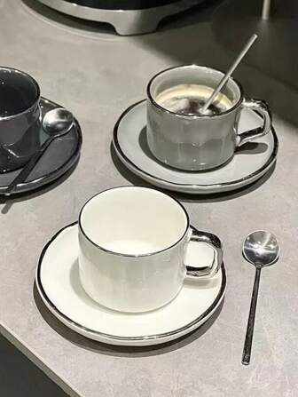 Luxury Ceramic Coffee Cups & Saucer Set, Nordic Style Elegant Afternoon Tea Set Back To School