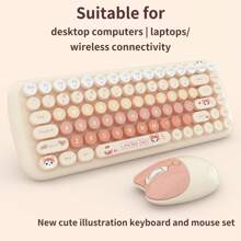 Bộ bàn phím và chuột không dây CANDY 2.4G không có tiếng, 84 phím bo tròn, hoạt hình mèo dễ thương, bộ bàn phím và chuột màu hồng/tím/trà sữa / Bộ bàn phím và chuột không dây MOFII 2.4G, bộ bàn phím và chuột không dây 104 phím nhiều màu SWEET dành cho máy tính để bàn, máy tính xách tay, văn phòng, bộ bàn phím và chuột không dây USB - Bộ bàn phím + chuột CANDY-Wireless 2.4G - Xem 15