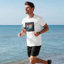 Men's T-Shirt Premium 100% Cotton Miami Print High Definition Casual - trắng - Xem 2