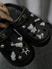 13pcs/Set Cartoon Bear Detachable Decoration Charms For Hollow Out Clogs, Garden Shoe Accessories