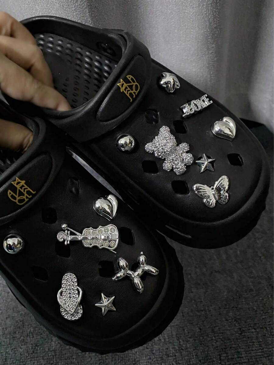 13pcs/Set Cartoon Bear Detachable Decoration Charms For Hollow Out Clogs, Garden Shoe Accessories