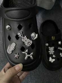 13pcs/Set Cartoon Bear Detachable Decoration Charms For Hollow Out Clogs, Garden Shoe Accessories