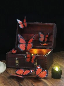 24pcs/48pcs Monarch Butterfly Wall Decor, 3D Realistic Simulation Orange Butterfly Decorations For Halloween Party Gifts Birthday Graduation