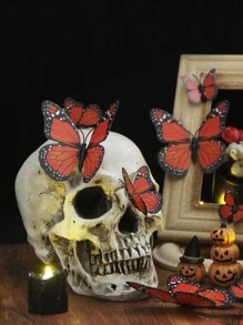 24pcs/48pcs Monarch Butterfly Wall Decor, 3D Realistic Simulation Orange Butterfly Decorations For Halloween Party Gifts Birthday Graduation