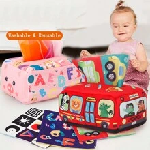 1 盒 13 件婴儿皱纸玩具，柔软皱纸纸巾盒，早教圣诞礼物 - 卡其色 - 查看 3