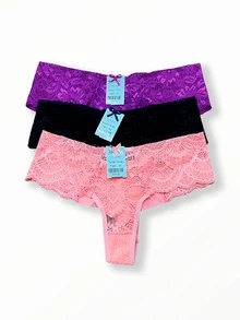 Kit With 03 Lace Double String Panties | Mid-Rise | Sensual Lace Panties - Nhiều màu - Xem 1