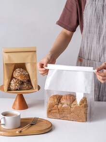 10 piezas Bolsa de embalaje para pan tostado, pan tostado rebanado, camote, bolsa de embalaje de croissant, bolsa de pan con cierre automático de alambre - Multicolor - Ver 1
