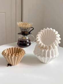50/100pcs Hand Brewed Coffee Cake Filter Paper, Wavy Filter Paper, Drip Type Bowl Shaped Origami Filter Paper, Bowl Shaped Coffee Filter Paper - Multicolor - View 1