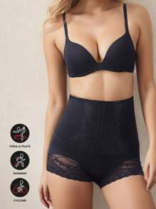 New Arrival Ice Silk Seamless Lace Trim Tummy Control Panties, Ideal For Daily Wear, Running, Yoga And Workout, Body Shaping Compression Leggings With Butt Lifting And Waist Cinching Features, Women With Small Belly Shaping Waist Waist And Hip Lifting Belly Compression Underwearm Gym Accessories Belly Slimming Girdles, Lumbar Girdles Belly Slimming Corset