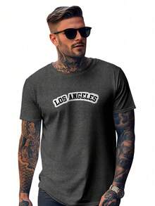 Los Angeles Oversized T-Shirt Streetwear Round Neck Shirt - 深灰色 - 查看 1