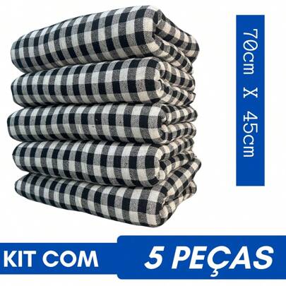 Kit 5 Panos De Chão Saco Costurado 100% Algodão Cores Variadas 70x45cm Grosso Encorpado Absorvente Prático Multiuso