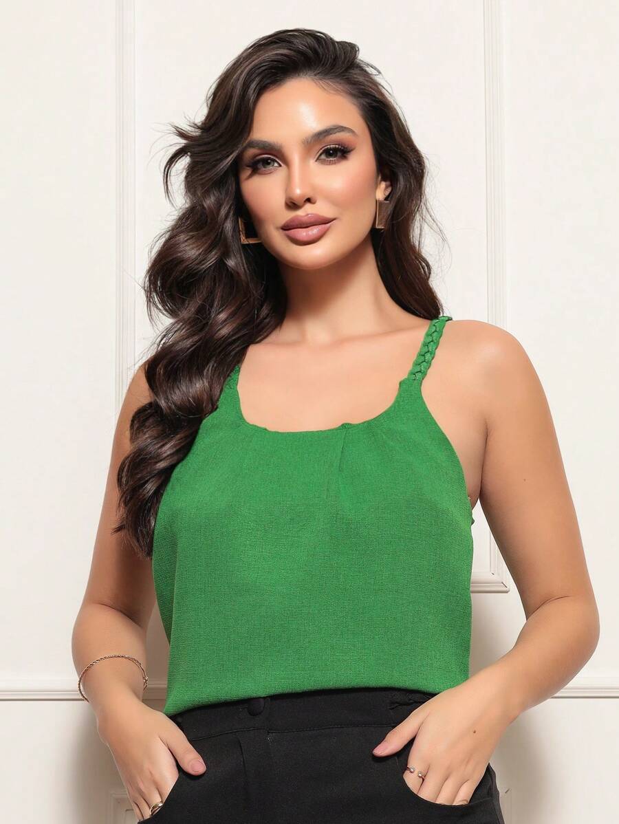 Women's Braided Strapless Blouse Without Pads - 綠色 - 查看 1