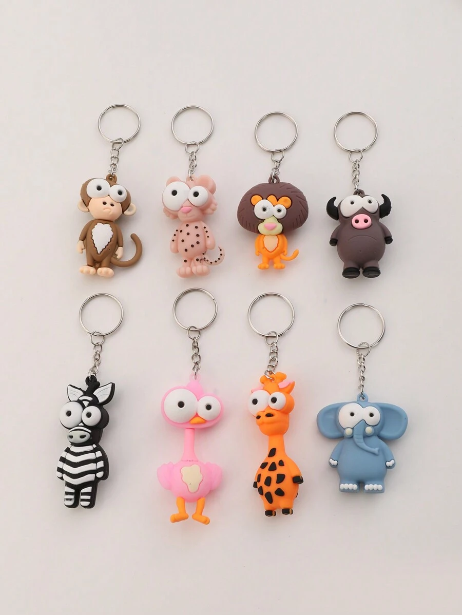 1/4/8 piezas Llaveros de animales de ojos grandes, apropiados para obsequios de fiesta, regalos festivos, regalos de regreso a clases - Multicolor - Ver 1