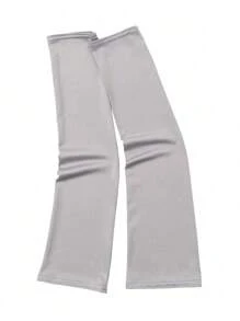 1 Pair Milk Silk Knitted Elasticated Arm Sleeves, Solid Color, Thin UV Protection Arm Covers White Gloves Arm Warmers Autumn Outfits Halloween Costumes Black Arm Sleeve Gifts For Men - Multicolor - View 8