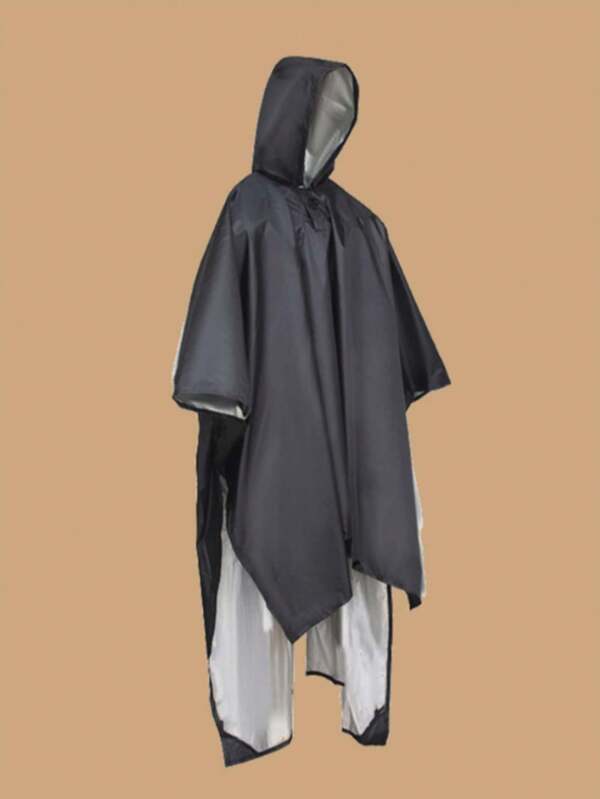 1 pieza Chaqueta impermeable de 3 en 1 con capucha para exteriores, cortavientos, multifuncional para senderismo, ciclismo, incluye bolsa de almacenamiento, color negro