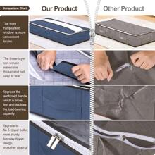 Underbed Drawer 90L Underbed Storage Box With Lid, Foldable Duvets Storage Bag Underbed Box Organizer, Underbed Large Capacity, Dustproof (Blue) - 藍色 - 查看 5