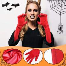 Bộ 4 món/Bộ phụ kiện hóa trang Halloween Thiên thần đen/Áo đỏ, Cánh thiên thần, Thiên thần sa ngã, Quầng sáng, Đũa phép, Găng tay dài bằng vải satin, Sừng quỷ, Băng đô, Đinh ba, Nhị nguyên huyền bí cho Halloween, Phụ kiện hóa trang cho tiệc hóa trang người lớn, Dạ hội - Nhiều màu - Xem 7