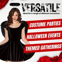 Bộ 4 món/Bộ phụ kiện hóa trang Halloween Thiên thần đen/Áo đỏ, Cánh thiên thần, Thiên thần sa ngã, Quầng sáng, Đũa phép, Găng tay dài bằng vải satin, Sừng quỷ, Băng đô, Đinh ba, Nhị nguyên huyền bí cho Halloween, Phụ kiện hóa trang cho tiệc hóa trang người lớn, Dạ hội - Nhiều màu - Xem 2