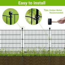 10 Panels No Dig Decorative Outdoor Garden Fence For Yard, 32 In(H) X 23.6 Ft(L) Animal Barrier Fencing Rustproof Metal Wire Panel Border For Dog, Rabbits, And Patio Temporary Ground Stakes - màu đen - Xem 4