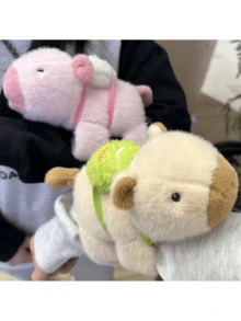 Pulsera de peluche muñeca aplaudiendo de capibara, animal de peluche pequeño regalo - Marrón - Ver 3