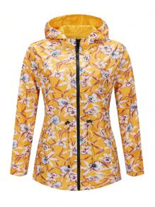 Giolshon Dam Cream Gul Vändbar Huvjacka - Dubbelsidig Tryckt Design, Avslappnad & Modern, Lämplig För Daglig Lagerpåse Under Höst/Vinter - Gul - Visa 10