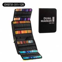 1set Colored Double Head Marker Pen, Modern Marking Pen For Students