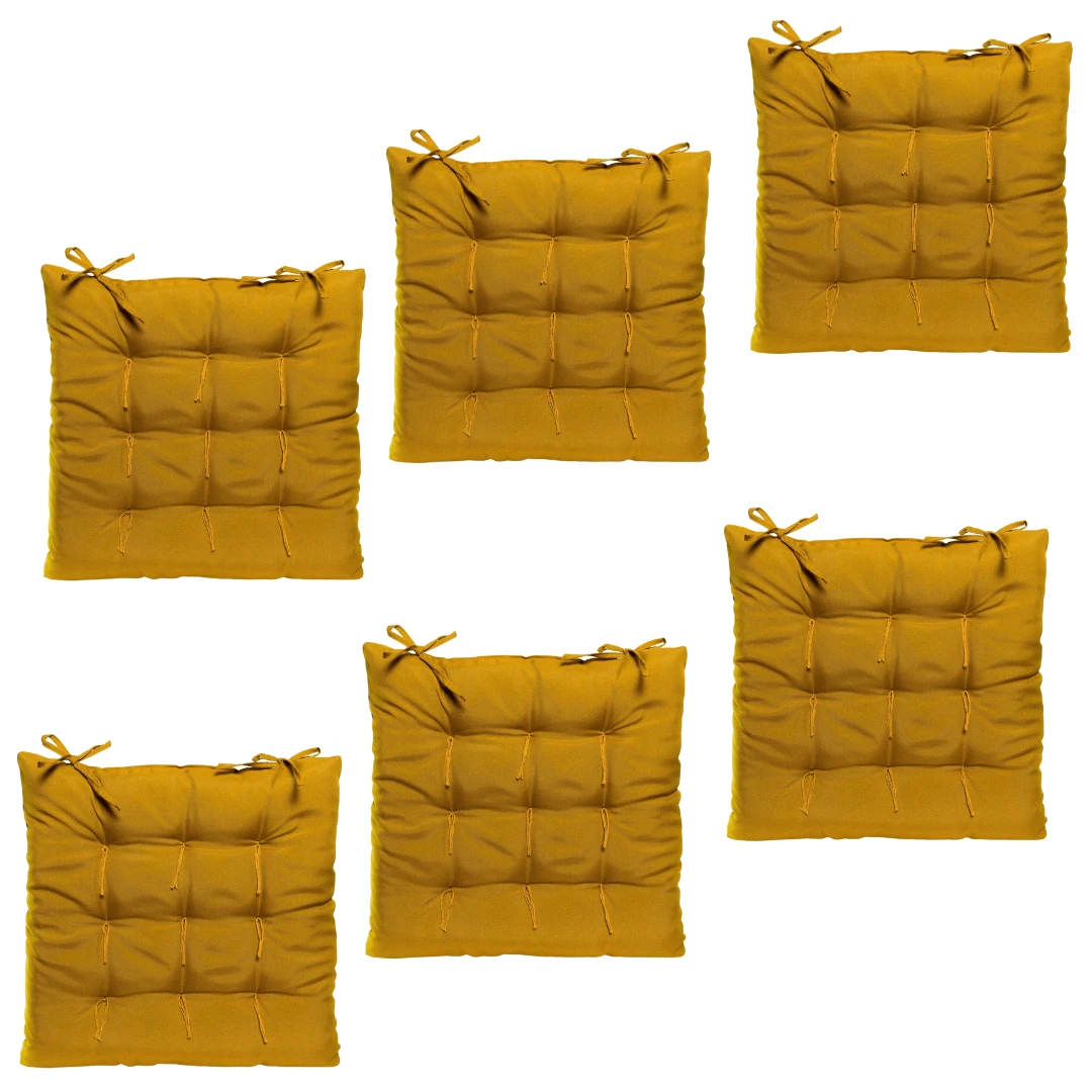 Plain Oxford Futon Seat Kit 40cmx40cm 6 Pieces - 芥末 - 查看 1