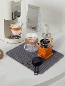 1 tấm thảm thoát nước bằng silicon phong cách Bắc Âu, đế lót ly chịu nhiệt cao, tấm thảm chống trượt bề mặt gợn sóng sáng tạo, thích hợp để làm khô bàn cà phê và trà - Xám - Xem 6