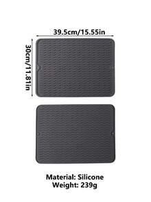 1 tấm thảm thoát nước bằng silicon phong cách Bắc Âu, đế lót ly chịu nhiệt cao, tấm thảm chống trượt bề mặt gợn sóng sáng tạo, thích hợp để làm khô bàn cà phê và trà - Xám - Xem 3