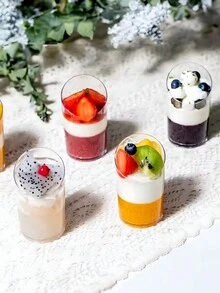 12pcs Mini Dessert Cups, Reusable Transparent Plastic Angled Dessert Cups, Suitable For Cheese, Desserts, Pudding, Mousse, Ice Cream, Etc. For Summer Gatherings, Weddings, Picnics, Camping Parties, Party Supplies, Tableware Accessories (Spoons Not Included) - Clear - View 6