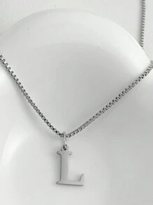 Magic Fish 1pc Classic 26 Alphabet Letter Necklace A-Z Initial Pendant Necklace Stainless Steel Jewelry Gift, Suitable For Daily Wear