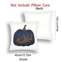4pcs/1pc Thanksgiving Decorative Pillow Case, Harvest Season Pumpkin & Letter Print Blue Cushion Cover, Thanksgiving Decor Sofa Throw Pillow Sham - Multicolor - View 2