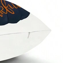 4pcs/1pc Thanksgiving Decorative Pillow Case, Harvest Season Pumpkin & Letter Print Blue Cushion Cover, Thanksgiving Decor Sofa Throw Pillow Sham - Multicolor - View 9