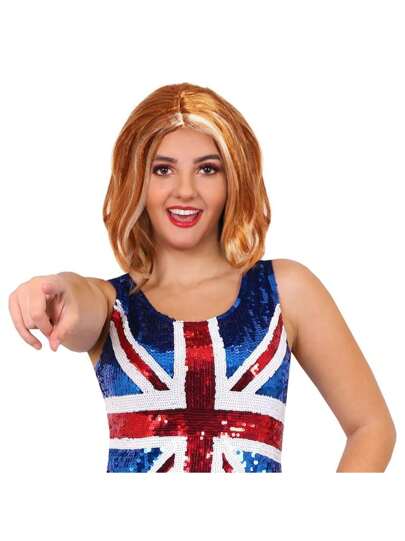 I LOVE FANCY DRESS Ginger Girl Power Wig Fancy Dress Costume 1990s Best Of British Party Fake Hair Womens Pop Icon Spice Girls Outfit Accessory Geri Halliwell
