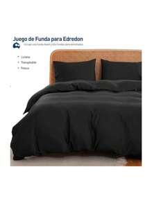 Juego de Funda Duvet para Edredon Matrimonial - Negro - Ver 3