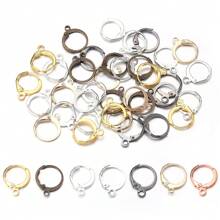 50pcs/Pack Iron Alloy D-Shape French Clip Earring Hooks, 13X11mm Elastic Earring Hooks Pendant Findings, DIY Jewelry Accessories