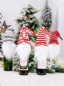 1 Stück Weihnachts-Weinflasche Dekorations-Set, Zwerg gesichtslose alte Männer Puppen Flaschen-Set Weihnachts Dekoration Wein, geeignet für Ferienfest Szenerie Layout Atmosphäre Dekoration, Flaschen Geschenksets, Heim Dekoration, Restaurant, Bar, Café, Hochzeit, Party Dekoration, Freundschaftsgeschenk, Weihnachtsgeschenk, Neujahrsgeschenk, Weihnachtsgeschenke, Frohe Weihnachten, für Outdoor, Camping