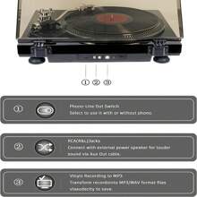 Record Player Vintage Turntable For Vinyl Records, Belt-Driven Turntable, Pre Ampufier, 33 Or 45 78 RPM, RCA Line Lp Vinyl Players For Sound, Aluminium Platter Piano High Gloss Black
